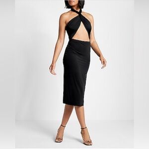 NWT Express Silky Convertible Halter Midi Dress